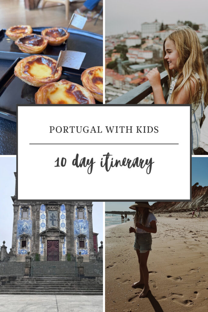 10 days in Portugal itinerary intro with four photos of a child in Portugal
